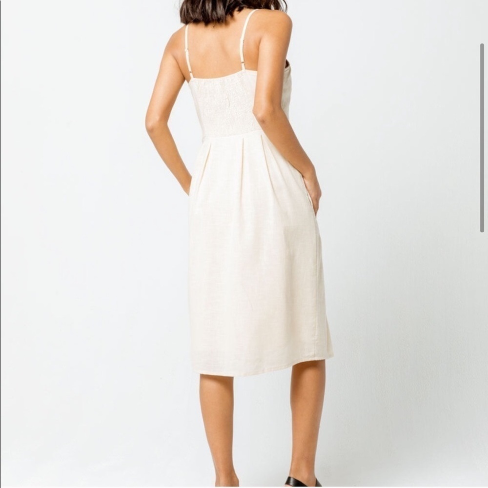 SKY AND SPARROW Knot Cream Midi Dress M - Picture 3 of 10